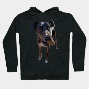 cute dog playing throw and catch-vector art the dog Hoodie